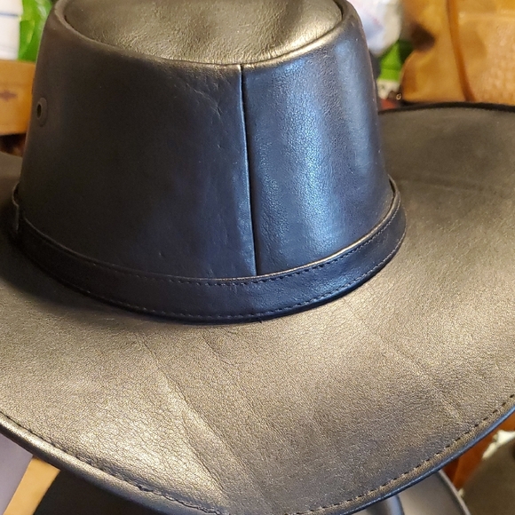 Black Leather Cowboy Hat - Picture 8 of 10